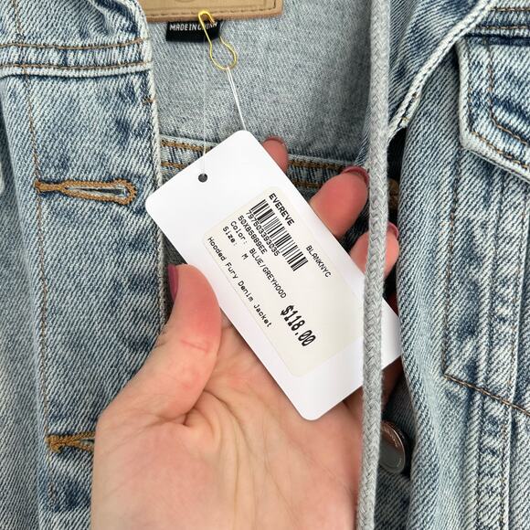 Blank NYC Hooded Fury Button Front Light Denim Jacket Blue/Gray M - Picture 6 of 10